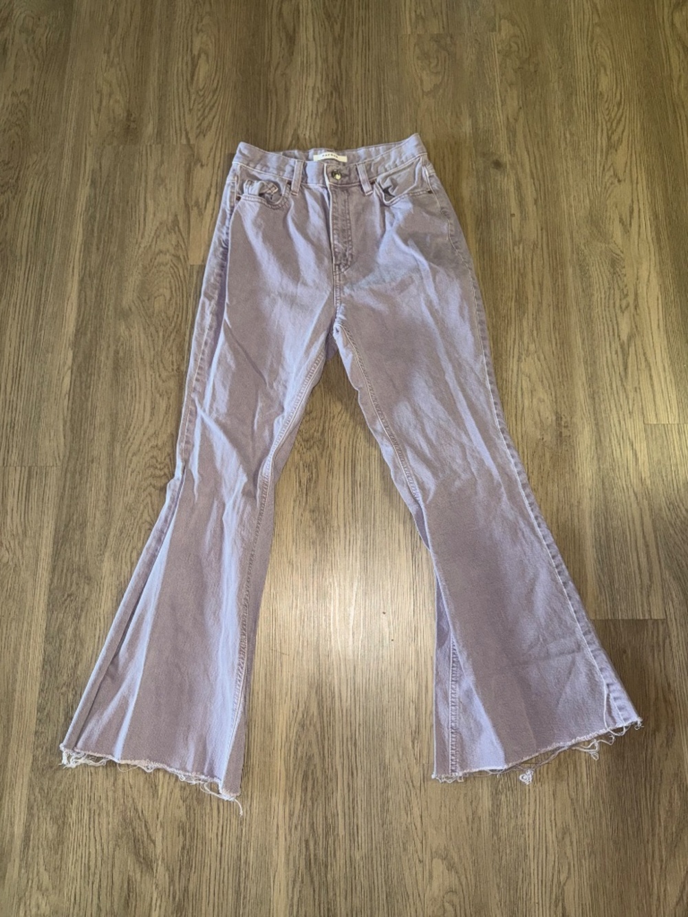 Y2K Lavender Low Rise Flare Jeans Fairy Grunge Coquette Raw Hem